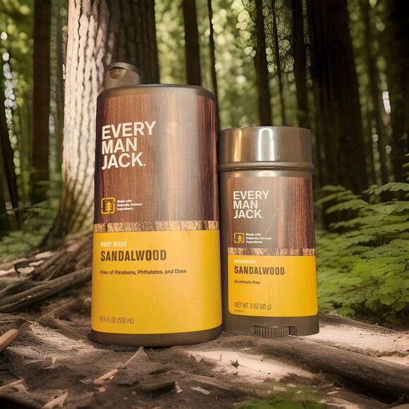 Every Man Jack Other - Every Man Jack Sandalwood Mens Body Wash 16.9oz Deodorant 3oz Set Aluminum Free